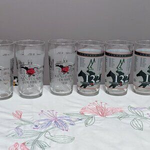 VTG Set of 6 Kentucky Derby Mint Julep Glasses 2005 131st & 2006 132nd Official